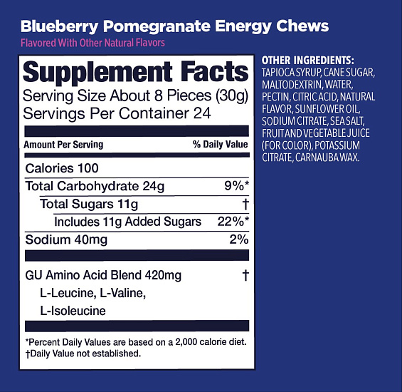 Конфеты жевательные GU Energy Chews Черника-Гранат - Фото 2 большая