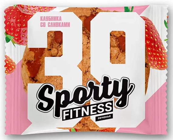 Печенье Sporty Низкокалорийное Клубника со сливками 60г - Фото 2 большая