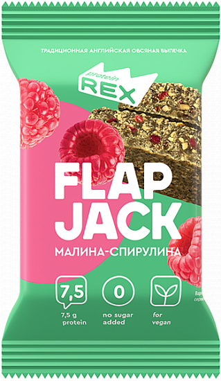 Печенье Protein Rex протеиновое Флэпджек 60г Малина-спирулина - Фото 1 большая