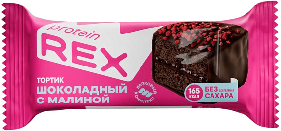 Пирожное Protein Rex протеиновое 40г Шоколадный тортик с малиной - Фото 1 большая