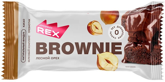 Пирожное Protein Rex протеиновое Брауни 50г Лесной орех - Фото 1 большая