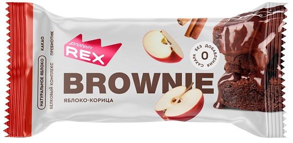 Пирожное Protein Rex протеиновое Брауни 50г Яблоко-корица - Фото 1 большая