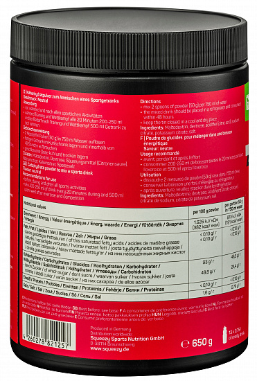 Изотоник с электролитами Squeezy Energy Drink Без вкуса 650г - Фото 3 большая