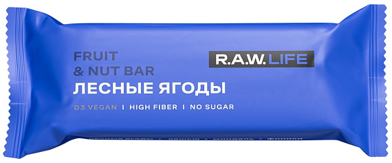 Орехово-Фруктовый батончик R.A.W. Life Лесные ягоды - Фото 1 большая