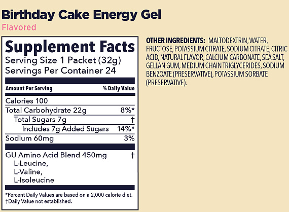 Гель энергетический GU Energy Gel 32г Праздничный торт - Фото 2 большая