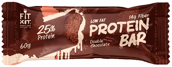 Батончик Fit Kit Protein Bar 60г Двойной шоколад - Фото 1 большая