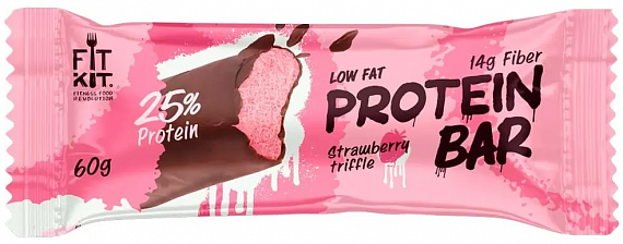 Батончик Fit Kit Protein Bar 60г Клубничный трайфл - Фото 1 большая