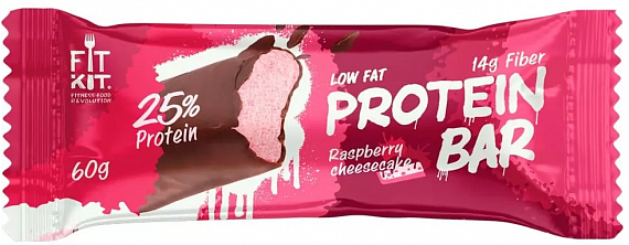 Батончик Fit Kit Protein Bar 60г Малиновый чизкейк - Фото 1 большая
