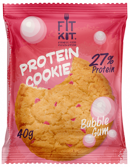Печенье Fit Kit Protein сookie 40г Бабл-гам - Фото 1 большая