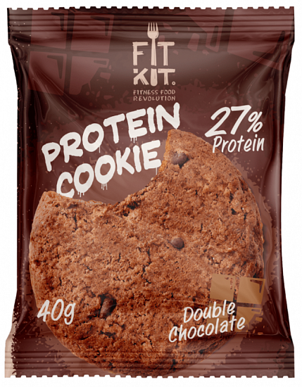 Печенье Fit Kit Protein сookie 40г Двойной шоколад - Фото 1 большая