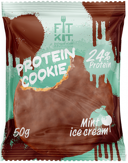 Печенье Fit Kit Protein chocolate сookie 50г Мятное мороженое - Фото 1 большая