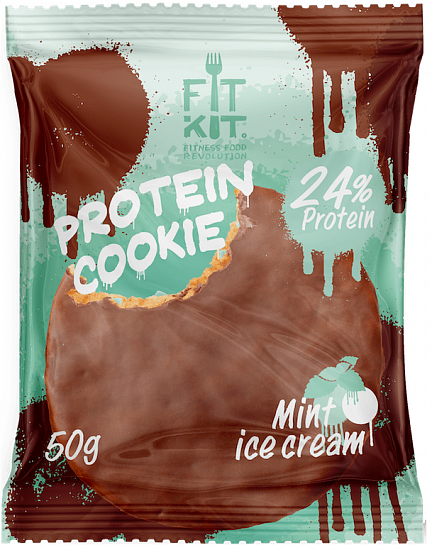 Печенье Fit Kit Protein chocolate сookie 50г Мятное мороженое