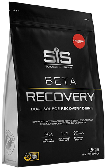 Напиток Sis Powder Beta Recovery Клубника 1.5 кг - Фото 1 большая