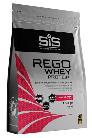 Напиток протеиновый Sis Powder Rego Whey 1,35 кг Клубника - Фото 1 большая