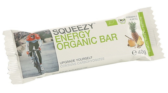Батончик углеводный Squeezy Energy Organic Bar ананас-миндаль - Фото 1 большая