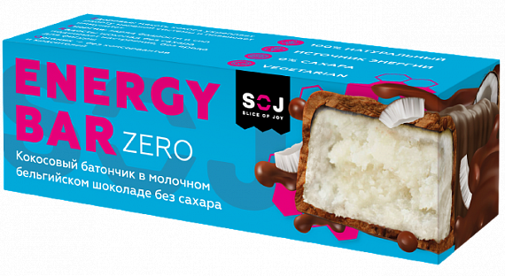 Кокосовый батончик Soj Energy Bar Zero Молочный Шоколад 45г