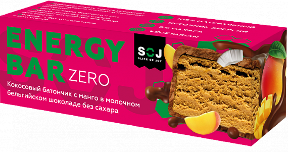 Кокосовый батончик Soj Energy Bar Zero Манго 45г - Фото 1 большая