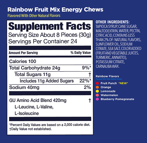 Конфеты жевательные GU Energy Chews Радужный - Фото 2 большая