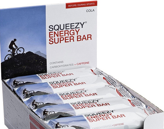 Батончик углеводный с кофеином Squeezy Energy Super Bar Кола - Фото 2 большая