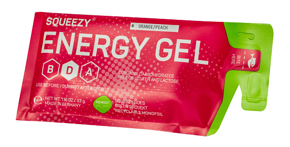 Гель с электролитами Squeezy Energy Gel Персик/Апельсин 33г - Фото 1 большая