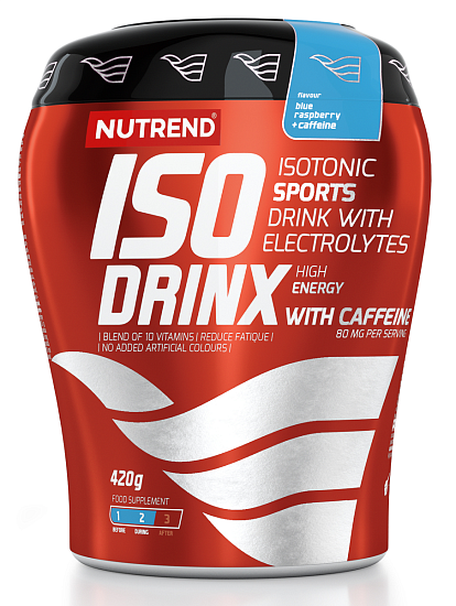 Напиток-изотоник Nutrend Isodrinx с кофеином банка 420 гр Голубая малина - Фото 1 большая