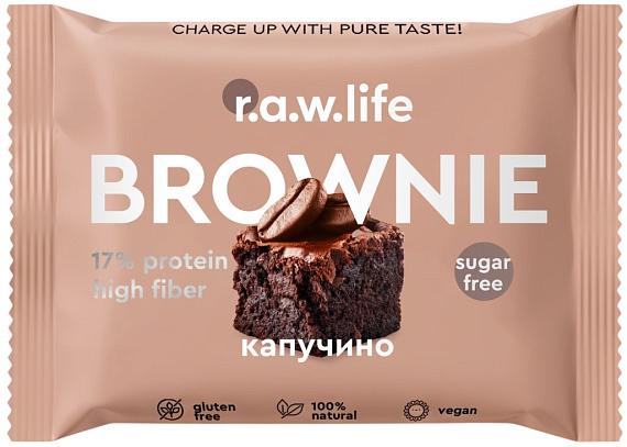 Протеиновый брауни R.A.W. Life Brownie Капучино - Фото 1 большая