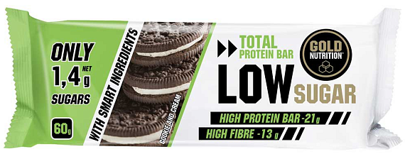 Батончик Gold Nutrition Total Protein Bar Low Sugar 60г Печенье Со Сливками - Фото 1 большая