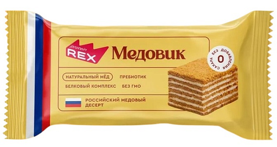 Пирожное протеиновое Protein Rex Медовик 40г - Фото 1 большая