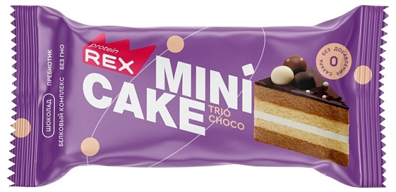 Пирожное протеиновое Protein Rex Тортик три шоколада 40г - Фото 1 большая