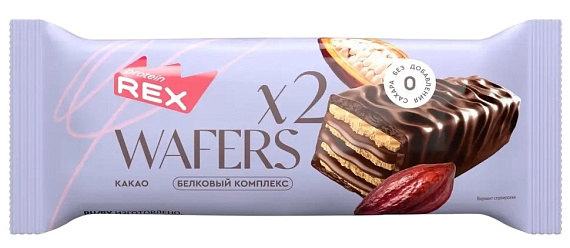 Вафли протеиновые глазированные Protein Rex Какао 50г - Фото 1 большая