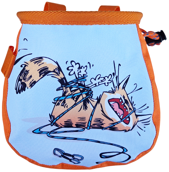 Мешок для магнезии Boulder Monsters 110326 Кот и веревка (принт) Оранжевый - Фото 1 большая