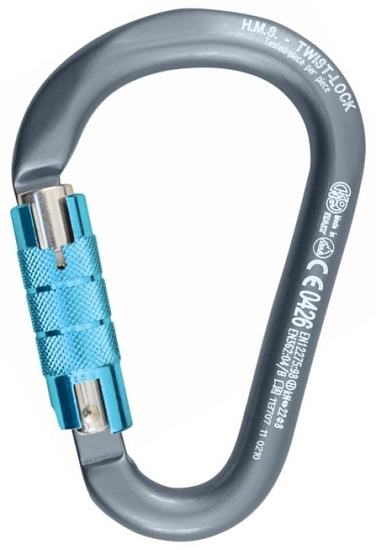 Карабин Kong HMS Classic Twist Lock Grey/Polish/Cyan - Фото 1 большая