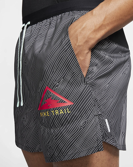 Шорты мужские Nike Flex Stride Short 5 Trail Black/Black/Laser Crimson - Фото 8 большая
