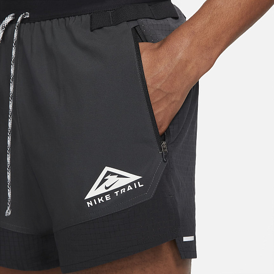 Шорты мужские Nike Drifit Flex Stride Trail Black/Dark Smoke Grey/White - Фото 4 большая