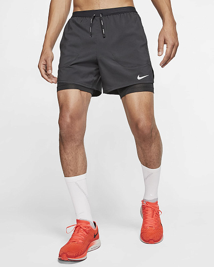 Шорты мужские Nike Flex Stride 2In1 Short 5In Black/Black/Reflective Silv - Фото 8 большая