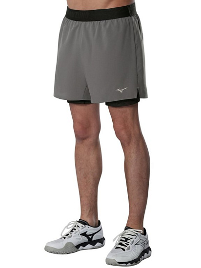 Шорты мужские Mizuno Core 5.5 Inches 2In1 Lava Smoke - Фото 3 большая