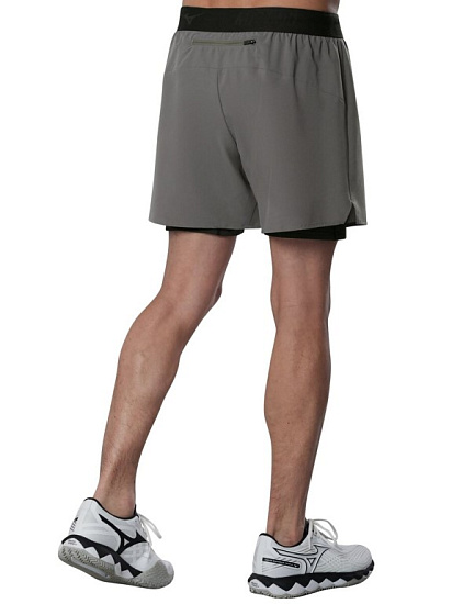 Шорты мужские Mizuno Core 5.5 Inches 2In1 Lava Smoke - Фото 4 большая