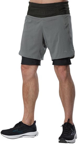 Шорты мужские Mizuno Trail Multipocket 2In1 Lava Smoke - Фото 3 большая