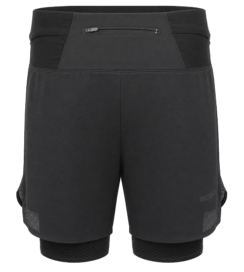 Шорты мужские Mizuno Trail Multipocket 2In1 Black - Фото 2 большая