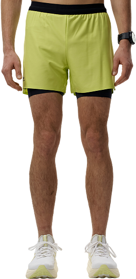 Шорты мужские Nordski 2in1 Road Lime/Black - Фото 2 большая
