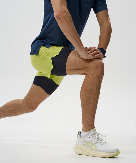 Шорты мужские Nordski 2in1 Road Lime/Black - Фото 8 большая