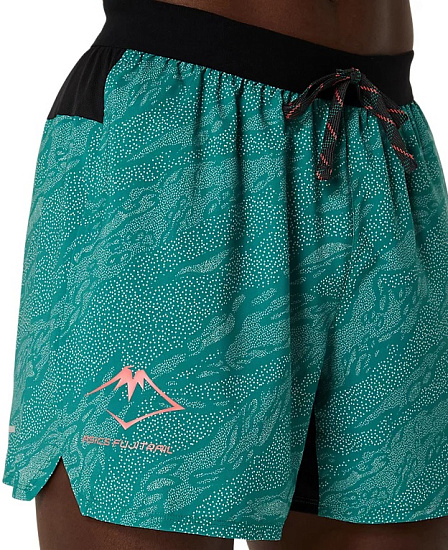 Шорты мужские ASICS Fujitrail All Over Print 5in Rainy Lake/White Sage (Aop) - Фото 7 большая
