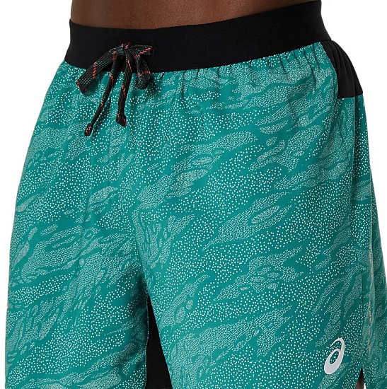 Шорты мужские ASICS Fujitrail All Over Print 5in Rainy Lake/White Sage (Aop) - Фото 8 большая