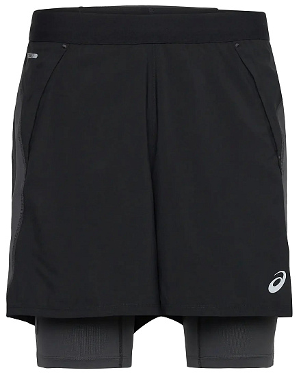 Шорты мужские ASICS Road 2N1 7in Performance Black/Graphite Grey - Фото 1 большая
