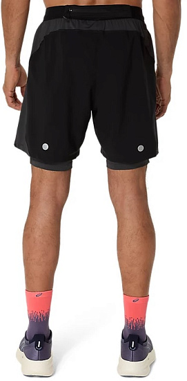 Шорты мужские ASICS Road 2N1 7in Performance Black/Graphite Grey - Фото 4 большая