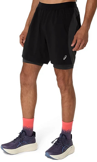 Шорты мужские ASICS Road 2N1 7in Performance Black/Graphite Grey - Фото 5 большая