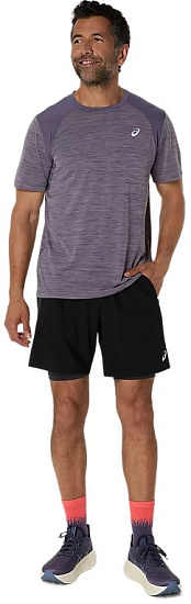 Шорты мужские ASICS Road 2N1 7in Performance Black/Graphite Grey - Фото 11 большая