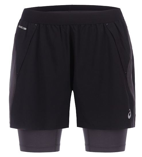 Шорты мужские ASICS Road 2N1 5in Performance Black/Graphite Grey - Фото 1 большая