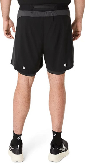 Шорты мужские ASICS Road 2N1 5in Performance Black/Graphite Grey - Фото 4 большая