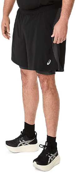 Шорты мужские ASICS Road 2N1 5in Performance Black/Graphite Grey - Фото 5 большая